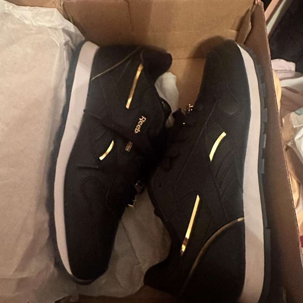 Reebok Black and Gold Women's Sneakers